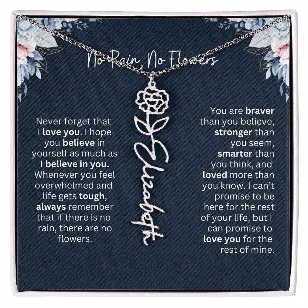 Personalized Birth Flower Name Necklace | Most Meaningful Birthday Gift for Daughter from Dad