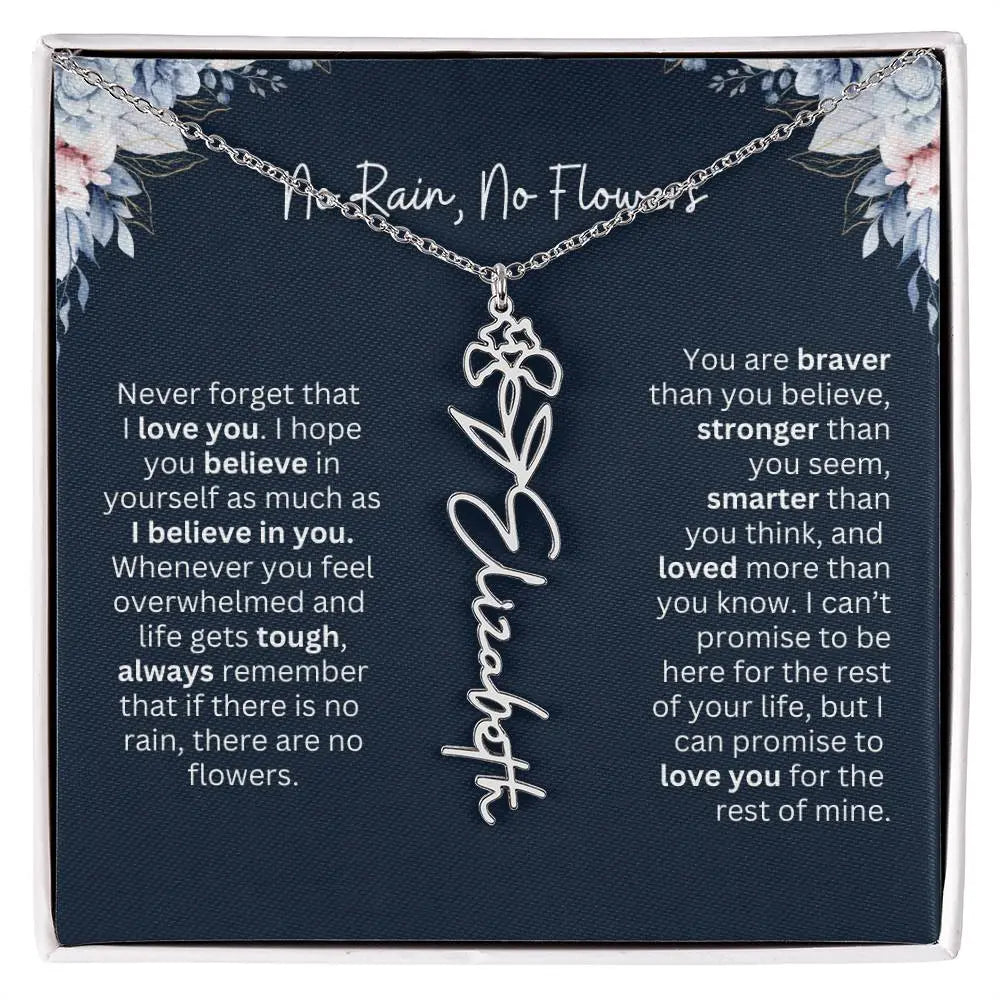 Personalized Birth Flower Name Necklace | Most Meaningful Birthday Gift for Daughter from Dad