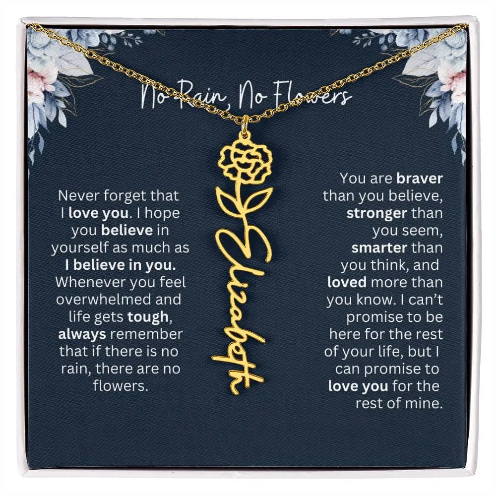 Personalized Birth Flower Name Necklace | Most Meaningful Birthday Gift for Daughter from Dad