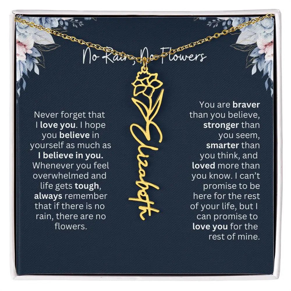 Personalized Birth Flower Name Necklace | Most Meaningful Birthday Gift for Daughter from Dad