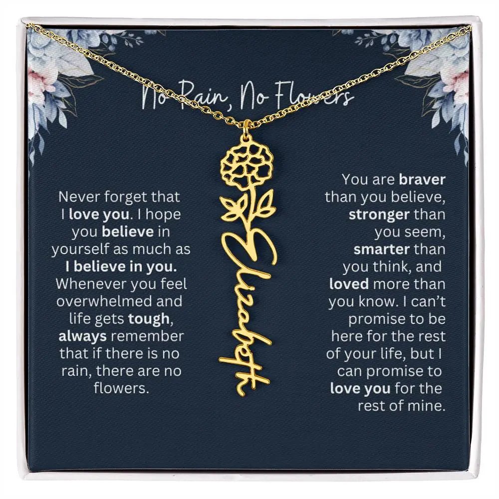 Personalized Birth Flower Name Necklace | Most Meaningful Birthday Gift for Daughter from Dad