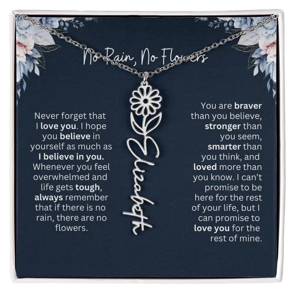 Personalized Birth Flower Name Necklace | Most Meaningful Birthday Gift for Daughter from Dad