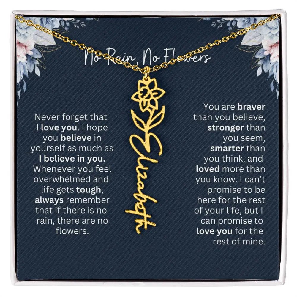 Personalized Birth Flower Name Necklace | Most Meaningful Birthday Gift for Daughter from Dad