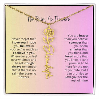 No Rain - No Flowers I Birth Necklace I Name Necklace I Pink