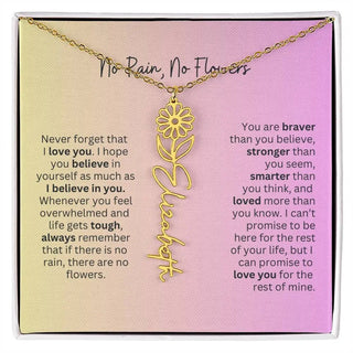 No Rain - No Flowers I Birth Necklace I Name Necklace I Pink