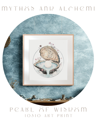 Pearl of Wisdom - Oyster Shell 10x10", 5x7" Art Print with Poem