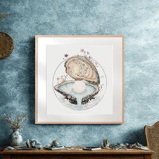 Pearl of Wisdom - Oyster Shell 10x10", 5x7" Art Print with Poem