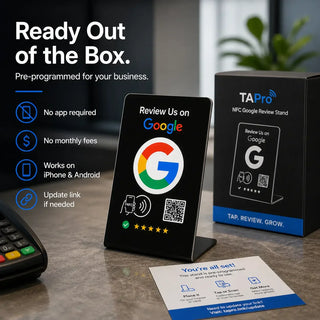Custom NFC Google Review Stand Bundle - Personalized Tabletop