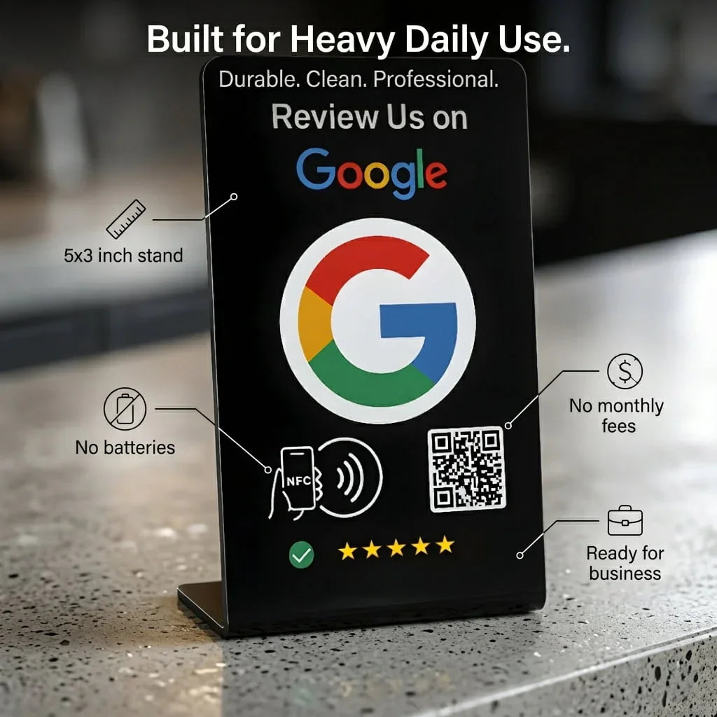 Custom NFC Google Review Stand Bundle - Personalized Tabletop