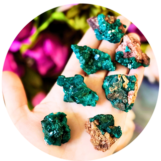 Raw Dioptase Crystal Specimens, Green Dioptase Mineral