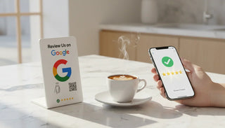 2 NFC Google Review Signs (2-Pack) - QR Code Tabletop Display