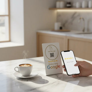 2 NFC Google Review Signs (2-Pack) - QR Code Tabletop Display