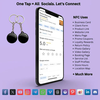 NFC Social Media Keychain, NTAG215 Smart Tag Contactless Tap