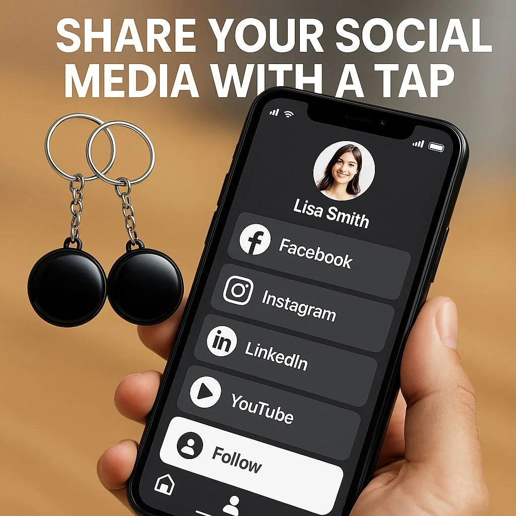 NFC Social Media Keychain, NTAG215 Smart Tag Contactless Tap