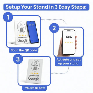 NFC Google Review Tent Cards (3-Pack) - One-Tap QR Feedback Signs