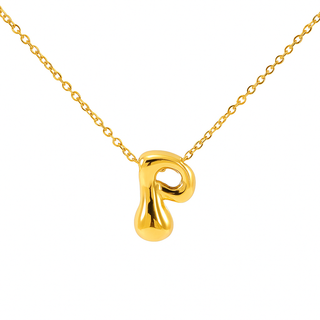Initial Bubble Letter Necklace