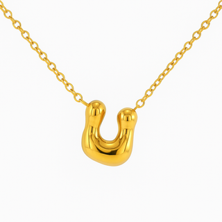 Initial Bubble Letter Necklace