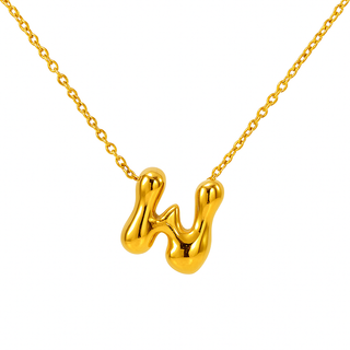 Initial Bubble Letter Necklace