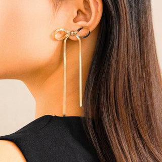 Golden Bow Knot Drop & Dangle Earrings