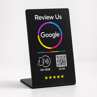 NFC Google Review QR Signs (6-Pack) - Tabletop SEO Ranking Tool