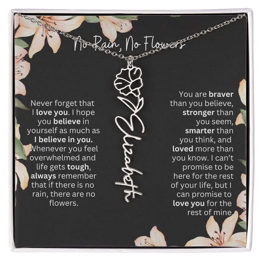 To My Beautiful Daughter Necklace I Birth Flower Necklace With Name I No Rain - No Flowers