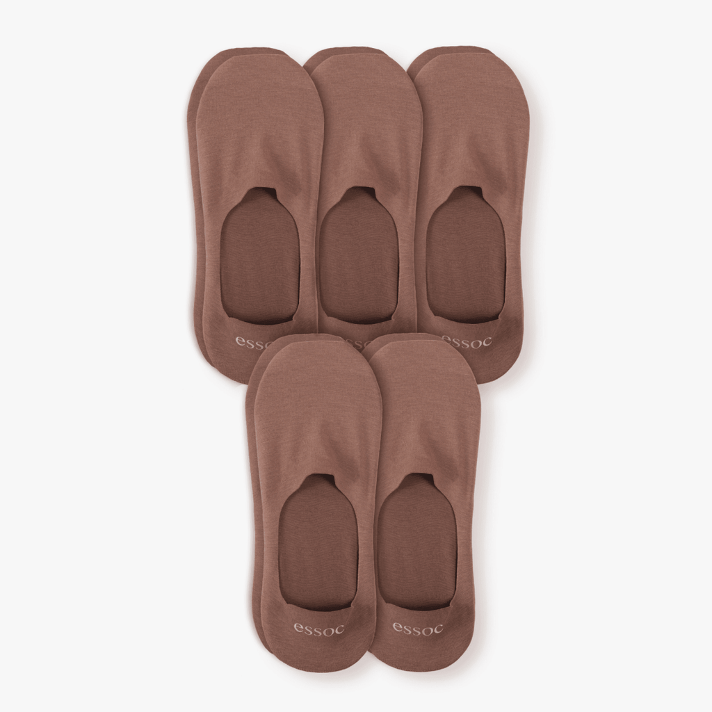 Unisex Cotton No Show Socks 5-Pack | Toffee Tan