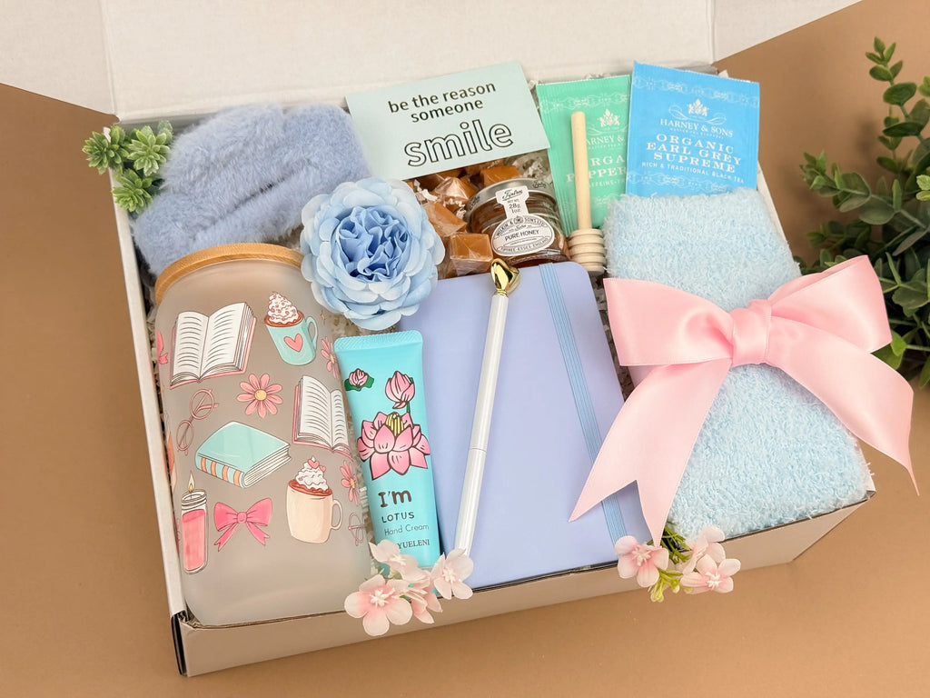 Care Packages for Her – Blue Relaxation Tea & Tumbler Set