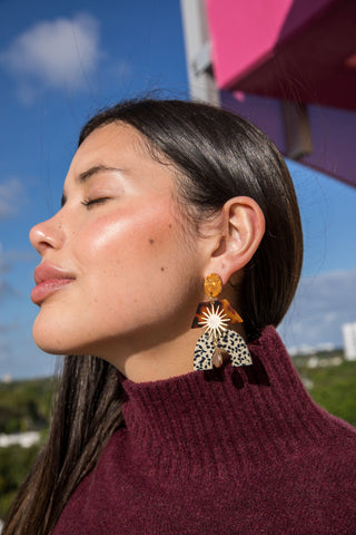 Fiona Glam Mixed Media Earrings Tiger Eye