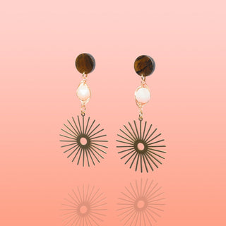 Isela Brown + Pink Jade Sun Burst Earrings