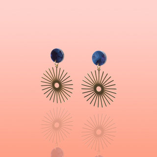 Solana Deep Blue Sunburst Earrings Water Resistant